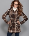 So cute for fall! Dollhouse ushers in the season with a lightweight plaid coat ... preppy-chic never looked so cool!