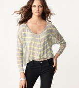 Stripes and sheer lace make this cropped BCBGeneration slouchy tee a hot layering piece!