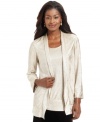 Shine this season in JM Collection's crinkled metallic cardigan. Check out the matching tank top to make a twinset!