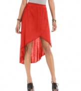 Say yes to American Rag's asymmetrical wrap skirt and flaunt your fashion savvy! This skirt looks great with platforms and thrives on its trend-forward details!