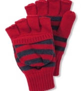 Rock some great winter style with these pop top striped gloves from American Rag.