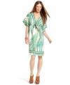 A fresh print adorns an elegant kimono-style petite dress from INC. Pair with heels for a perfect party look!