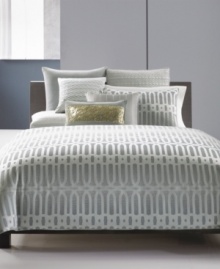 Lustrous links on a shaded blue background offer an abstract take on the beauty of architectural ironwork in this modern sham from Hotel Collection. Featuring button closure.