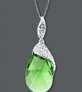 Induce a little envy. The green glow of Kaleidoscope's stunning drop pendant will have you turning heads. Crafted in sterling silver with a teardrop-shaped green crystal and Swarovski Elements. Approximate length: 18 inches. Approximate drop: 1-1/4 inches.