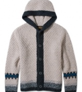 This gorgeous hand knit wool sweater by Lucky Brand Jeans is sure to be a winter favorite for years to come.