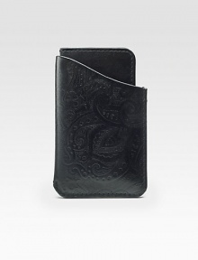 A style of innovation and incredible versatility, this sliding card case rendered from full grain leather features an embossed paisley design for a signature touch.Cotton twill/leather liningLeather5W x 3HImported