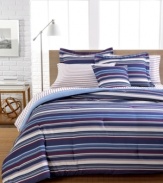 An American classic! This Jackson Stripe comforter set from Tommy Hilfiger turns your bed into a patriotic landscape with a red, white & blue color palette.