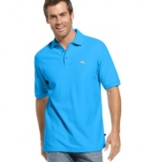 Casual wear meets high technology. This polo shirt from Tommy Bahama wicks moisture for the ultimate in cool comfort.