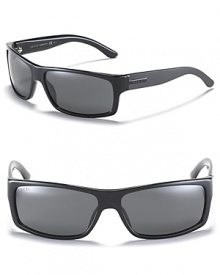 Handsome rectangular sunglasses with a shiny front and matte arms.