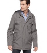 Pop the hood on this lightweight jacket from Kenneth Cole Reaction. This look is ready for anything.