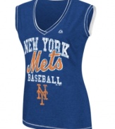 Finally! A fan favorite fit just for you-this New York Mets MLB tank from Majestic Apparel is a homerun.