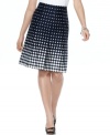 Spring into a fresh look in this fun polka dot skirt from Jones New York Signature. An A-line silhouette and allover pleats are perfect with a tee or button-down!