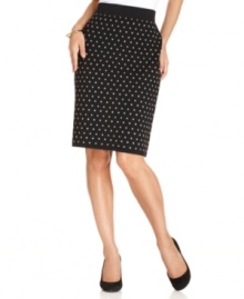 An allover dotted fabric adds a pop of print to this Alfani pencil skirt -- a stylish spin to a workwear staple!