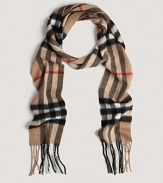 Soft cashmere in a signature Burberry check.