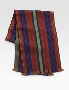 Elegant stripes adorn a modern, masculine scarf design crafted in superior Italian wool with a delicate fringed finish.Fringed ends14W x 74LWoolDry cleanMade in Italy