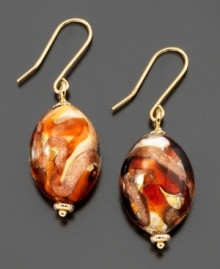 Get worldly glamour with these gorgeous earrings crafted in Murano glass and set in 14k gold. Approximate drop: 1-1/2 inches.