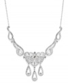 Stylish illumination. Eliot Danori's dazzling and dramatic frontal necklace highlights shimmering crystals in an intricate silver tone mixed metal setting. Approximate length: 16 inches + 2-inch extender. Approximate drop length: 4 inches. Approximate width: 5 inches.