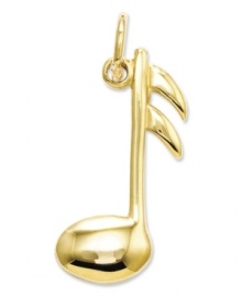 Hit the perfect note! This cute musical note charm is perfect for the aspiring musician. Crafted in polished 14k gold with a flat back. Chain not included. Approximate length: 4/5 inch. Approximate width: 2/5 inch.