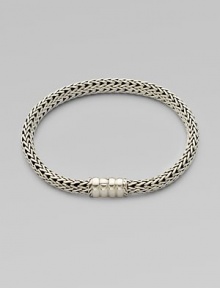 An intricately woven sterling silver chain design. Sterling silver Push clasp closure Length, about 6½ Imported 