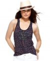 For the girl who can never have too many tanks! Rock the warmer temps in this floral, racerback top from Tommy Girl.