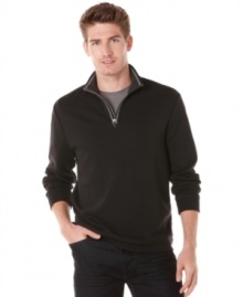 Paired with jeans or dress pants, this Perry Ellis mock neck sweater adds versatile style to your wardrobe.