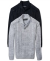 With a stylish mock neck and a cable knit design, this Retrofit sweater will keep you handsomely warm this season.