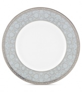 Put down roots. Lenox offers a timeless combination of polished platinum and intricate blooms in the Westmore accent plate. A serene palette of pure white and pale blue adds to its distinctive elegance.