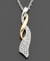 A ribbon of luxurious round-cut diamonds (1/5 ct. t.w.) intertwines with a stream of 14k gold in this beautiful two-tone pendant. Approximate length: 18 inches. Approximate drop: 1 inch.