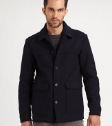 A youthful and modern representation of a classic outerwear silhouette, this donkey-style jacket is crafted in a luxurious blend of Italian wool and cashmere with expert seam detail for a smooth, sophisticated finish.Button-frontWaist flap pocketsAbout 29 from shoulder to hem70% wool/20% nylon/10% cashmereDry cleanImported of Italian fabric