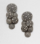 From the Cable Coil Collection. A sprinkling of dazzling diamonds embellish this over-lapping coiled cable design. Sterling silverDiamonds, .56 tcwDrop, about 1.45Post backImported