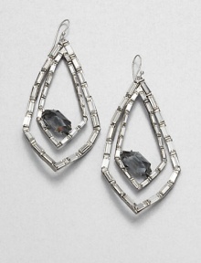 From the Miss Havisham Bel Air Collection. Faceted stones nestled in sparkling Swarovski crystals in a double frame design. Glass stonesRhodium-platingSwarovski crystalsDrop, about 3.5Hook backMade in USA