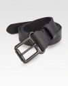 A simple, sophisticated design in smooth leather finished with a matte buckle with logo detail.LeatherAbout 2 wideImported