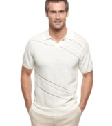 Save the buttons for your business look. This split neck polo shirt from Perry Ellis is perfect polished weekend wear.