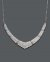 For shapely design that shines, just add a touch of every girl's best friend. This exquisite v-shaped necklace highlights dozens of sparkling diamonds (3 ct. t.w.) in an intricate sterling silver setting. Approximate length: 17 inches.