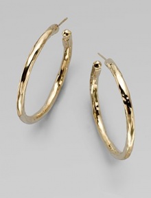 A simply chic style in radiant 18k hammered gold. 18k goldLength, about 1½Post backMade in Italy