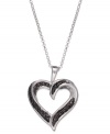 A look that's sure to be loved. Victoria Townsend's heart pendant offers a radiant touch with the addition of round-cut black diamonds (1/10 ct. t.w.). Approximate length: 18 inches. Approximate drop: 3/4 inch.