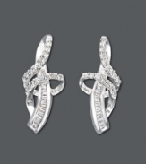 You're already the perfect package, why not put a ribbon on top? These intricate post earrings feature a twisting loop design with sparkling channel-set and round-cut diamond (1/3 ct. t.w.). Earrings crafted in sterling silver. Approximate drop: 3/4 inch.