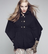 A hot fall trend, this Material Girl cape-style coat is perfect for a preppy-chic cold-weather look!