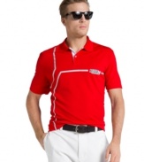 Give your race-day gear a tuneup with this graphic polo shirt from Izod for Indy 500.