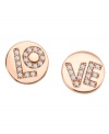 What better way to express your true feelings? CRISLU's petite stud earrings feature the word LOVE written in round-cut cubic zirconias (3/8 ct. t.w.). Earring crafted in 18k gold over sterling silver. Approximate diameter: 3/8 inch.