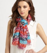 This colorful style features bands of logo stripes and delicate eyelash-fringed edges.Modal47 X 67Dry cleanImported