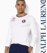 Celebrate the athletic spirit of the 2012 Olympic Games with this patriotic long sleeved cotton tee accented with sporty numerals and graphics.