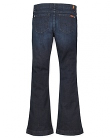 These 7 For All Mankind bootcut jeans flaunt a sophisticated trouser fit with back pocket logo in black rhinestones.