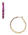 Take this season's vivid hues to your jewel box with this pair of enamel-tiled hoop earrings from kate spade new york. They are a haute way to highlight every look.