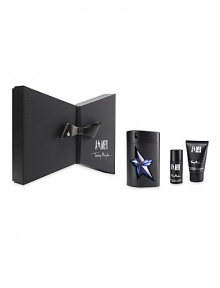 Transform from head to toe into an adventurous, seductive man with this masculine collection of A*MEN products. The set includes a 3.4 oz. Eau de Toilette Spray and 1.7 oz. Hair & Body Shampoo and 0.7 oz. Mini Deodorant Stick showcased inside a sleek Mugler-designed gift box. 