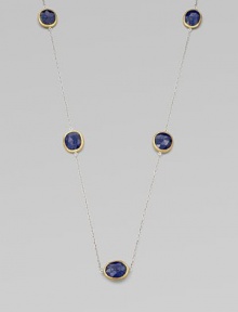 Rich lapis stations set in 24k gold on a sterling silver link chain for a truly elegant style. Lapis24k goldSterling silverLength, about 39½Lobster clasp closureImported 