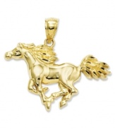 Pure elegance and quiet speed are beautifully captured in this 14k polished gold horse charm. Chain not included. Approximate drop length: 1 inch. Approximate drop width: 1-1/10 inch.