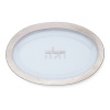 After forming the textured glass of this fine challah platter, craftsmen hand-paint an opulent band of platinum for a breathtaking finish, and spell out challah in Hebrew characters on the center.