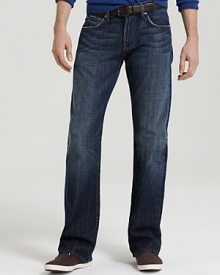 7 For All Mankind's Brett jeans evoke a classic, timeless style, faded and distressed for a rougher, worn-in appearance that matches your laid-back attitude.