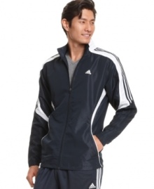 Be a good sport, or at least dress the part, in this laid-back hooded jacket from adidas.